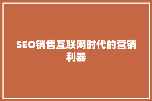 SEO销售互联网时代的营销利器
