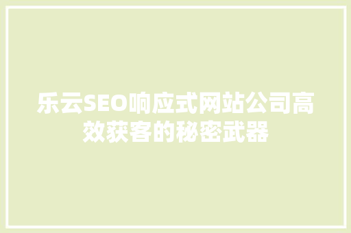 乐云SEO响应式网站公司高效获客的秘密武器