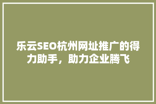 乐云SEO杭州网址推广的得力助手，助力企业腾飞
