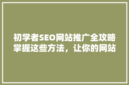 初学者SEO网站推广全攻略掌握这些方法，让你的网站脱颖而出