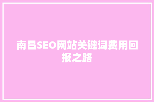 南昌SEO网站关键词费用回报之路