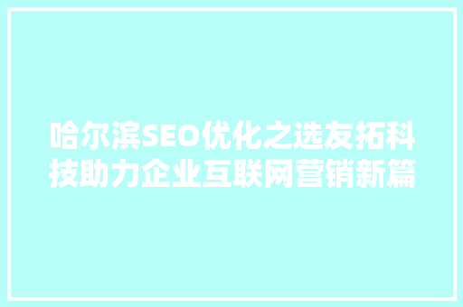 哈尔滨SEO优化之选友拓科技助力企业互联网营销新篇章