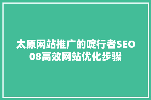 太原网站推广的啶行者SEO08高效网站优化步骤