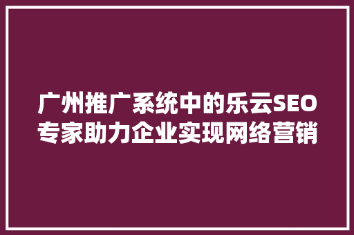 广州推广系统中的乐云SEO专家助力企业实现网络营销新突破  第1张