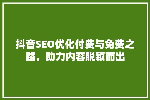 抖音SEO优化付费与免费之路，助力内容脱颖而出