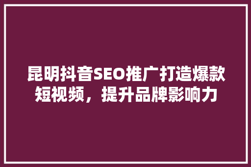 昆明抖音SEO推广打造爆款短视频，提升品牌影响力