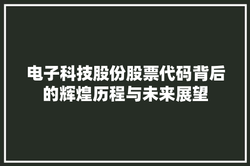 电子科技股份股票代码背后的辉煌历程与未来展望