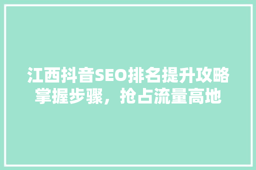 江西抖音SEO排名提升攻略掌握步骤，抢占流量高地