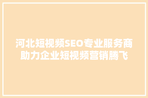 河北短视频SEO专业服务商助力企业短视频营销腾飞