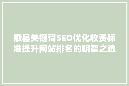 献县关键词SEO优化收费标准提升网站排名的明智之选