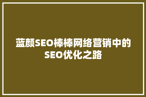 蓝颜SEO棒棒网络营销中的SEO优化之路