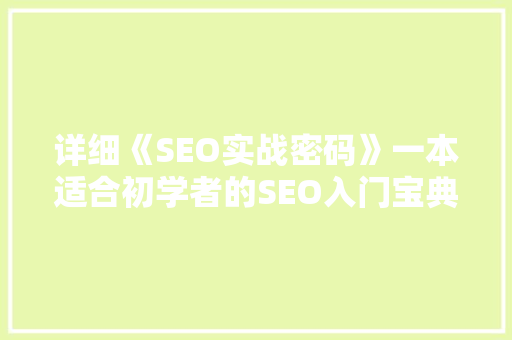 详细《SEO实战密码》一本适合初学者的SEO入门宝典