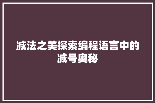 减法之美探索编程语言中的减号奥秘