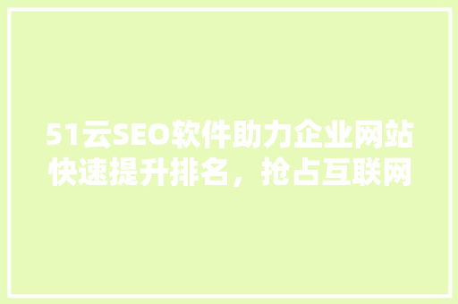 51云SEO软件助力企业网站快速提升排名，抢占互联网市场先机