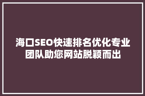 海口SEO快速排名优化专业团队助您网站脱颖而出  第1张