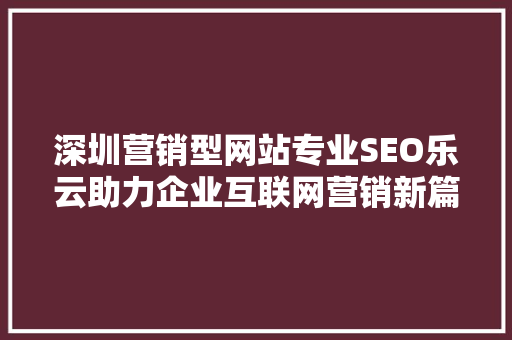 深圳营销型网站专业SEO乐云助力企业互联网营销新篇章