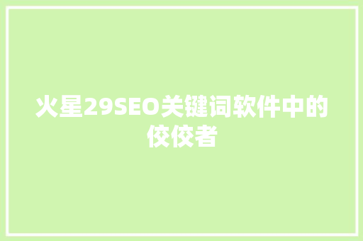 火星29SEO关键词软件中的佼佼者