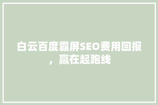 白云百度霸屏SEO费用回报，赢在起跑线