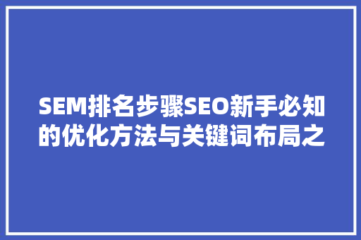 SEM排名步骤SEO新手必知的优化方法与关键词布局之路