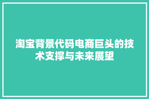 淘宝背景代码电商巨头的技术支撑与未来展望