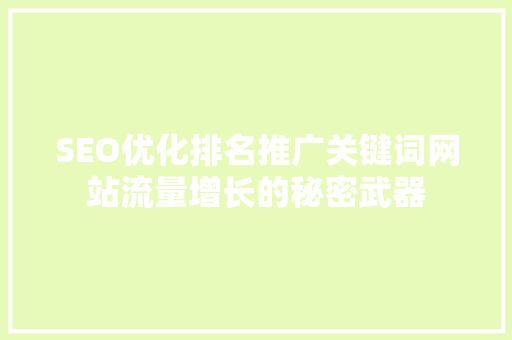 SEO优化排名推广关键词网站流量增长的秘密武器