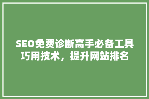 SEO免费诊断高手必备工具巧用技术，提升网站排名