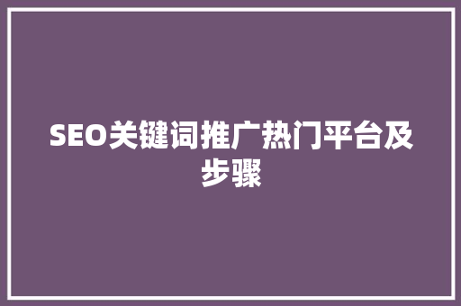SEO关键词推广热门平台及步骤