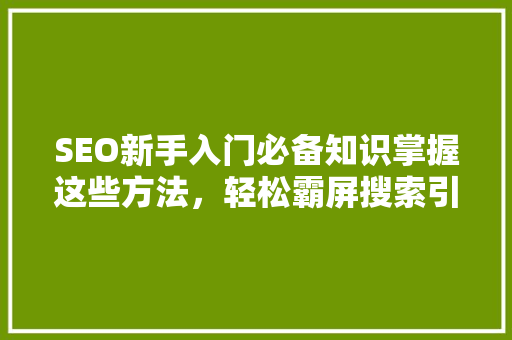 SEO新手入门必备知识掌握这些方法，轻松霸屏搜索引擎