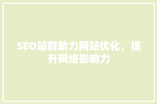 SEO站群助力网站优化，提升网络影响力