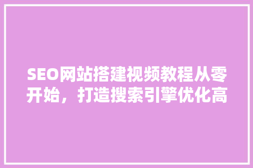 SEO网站搭建视频教程从零开始，打造搜索引擎优化高效网站