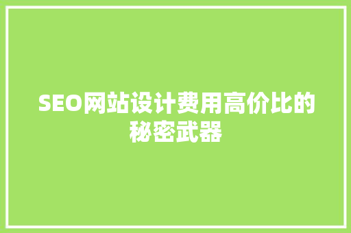 SEO网站设计费用高价比的秘密武器