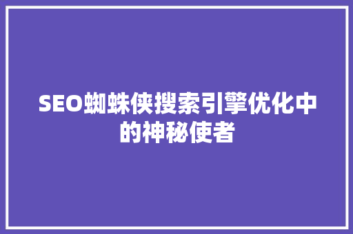 SEO蜘蛛侠搜索引擎优化中的神秘使者