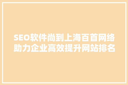SEO软件尚到上海百首网络助力企业高效提升网站排名，打造网络品牌新高度