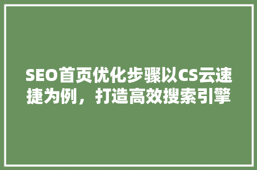 SEO首页优化步骤以CS云速捷为例，打造高效搜索引擎排名