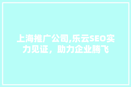 上海推广公司,乐云SEO实力见证，助力企业腾飞