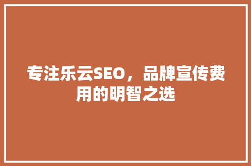 专注乐云SEO，品牌宣传费用的明智之选
