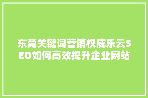 东莞关键词营销权威乐云SEO如何高效提升企业网站排名