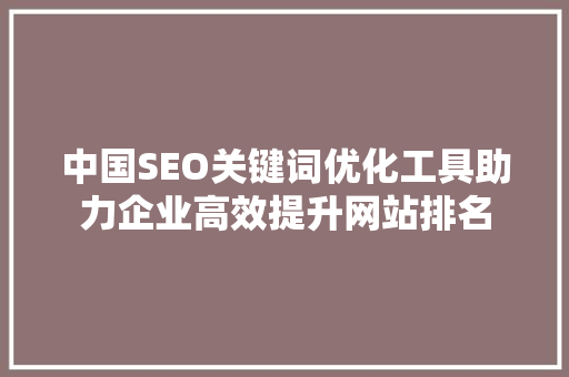 中国SEO关键词优化工具助力企业高效提升网站排名