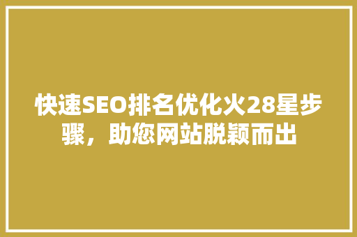 快速SEO排名优化火28星步骤，助您网站脱颖而出