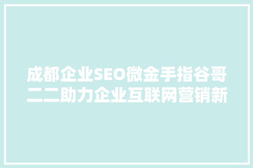 成都企业SEO微金手指谷哥二二助力企业互联网营销新篇章