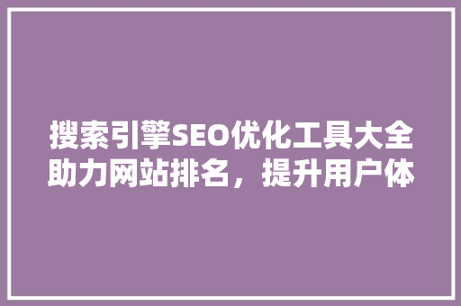 搜索引擎SEO优化工具大全助力网站排名，提升用户体验
