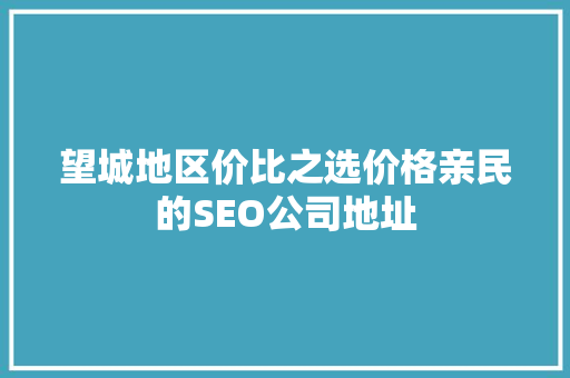 望城地区价比之选价格亲民的SEO公司地址
