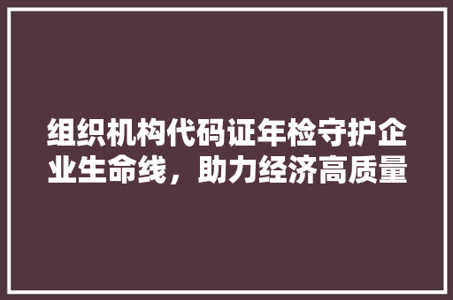 组织机构代码证年检守护企业生命线，助力经济高质量发展  第1张