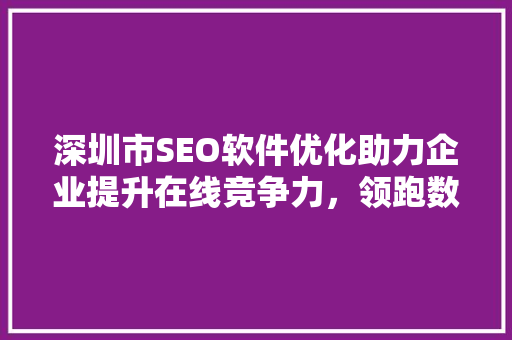 深圳市SEO软件优化助力企业提升在线竞争力，领跑数字化时代