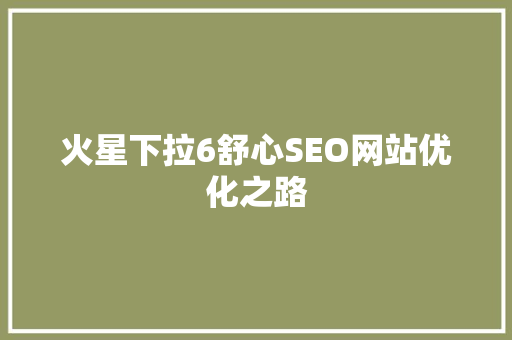 火星下拉6舒心SEO网站优化之路