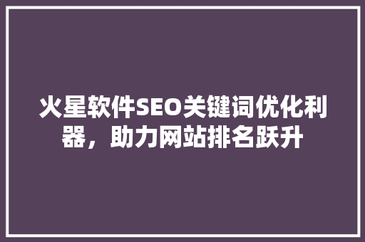 火星软件SEO关键词优化利器，助力网站排名跃升