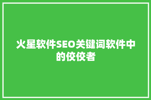 火星软件SEO关键词软件中的佼佼者