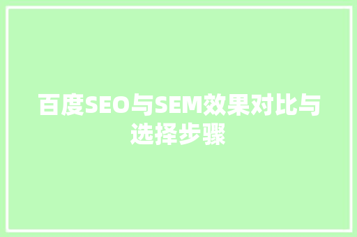 百度SEO与SEM效果对比与选择步骤  第1张
