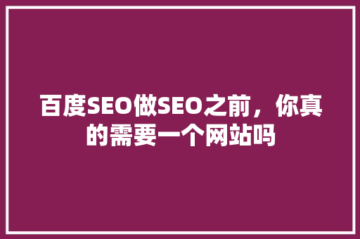 百度SEO做SEO之前，你真的需要一个网站吗