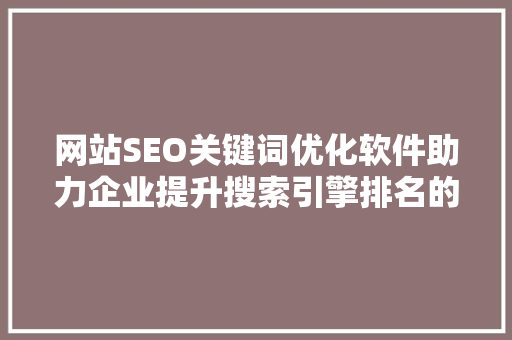网站SEO关键词优化软件助力企业提升搜索引擎排名的秘密武器